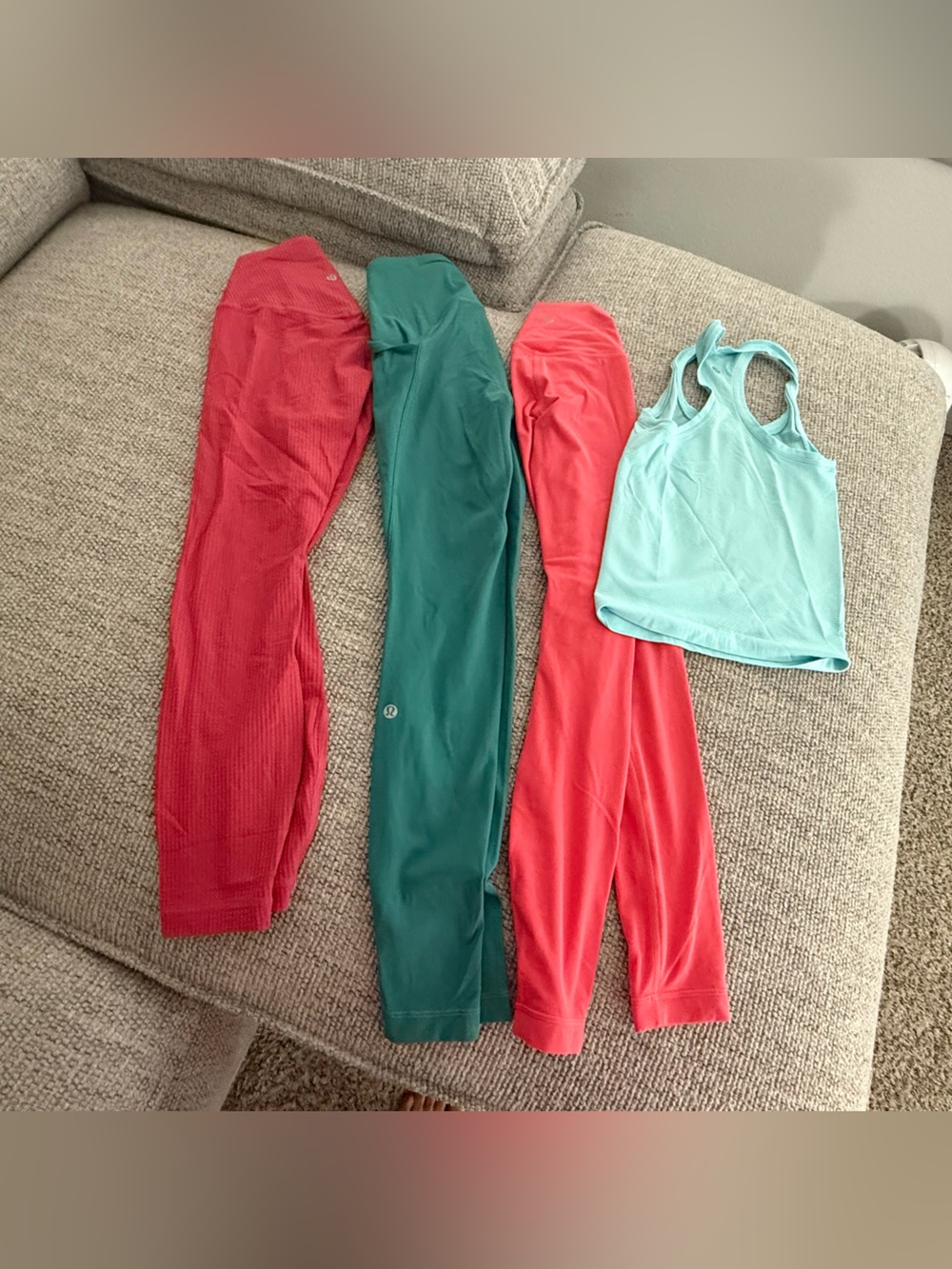 lululemon athletica Red, Green, Coral & Aqua Leggings and Tank Bundle